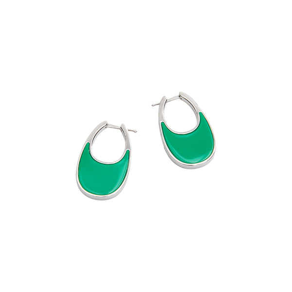Lacquered Medium Swipe Earring (Green)