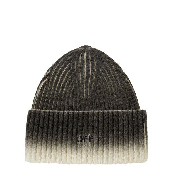 Off Loose Knit Degrade Beanie (White/Black)