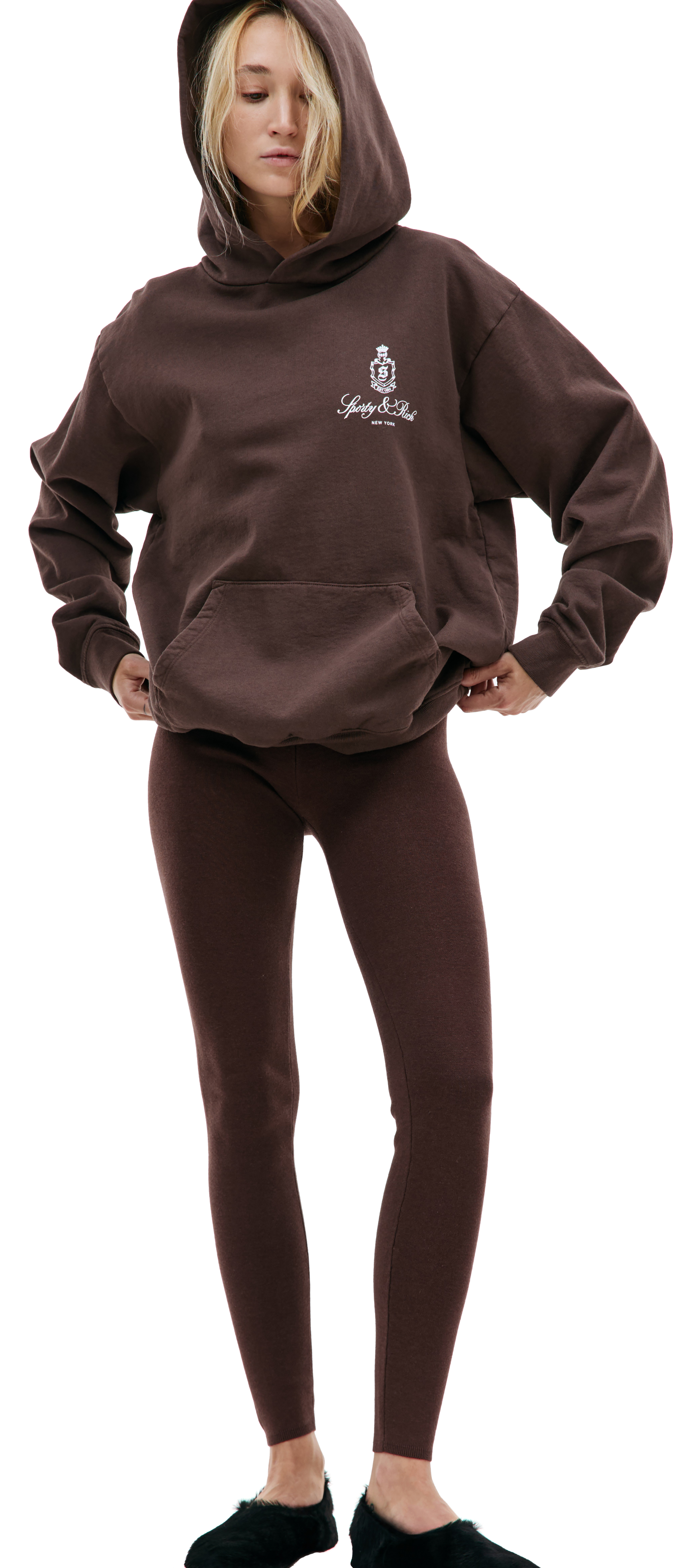 Serif Logo Ribbed Legging (Chocolate)