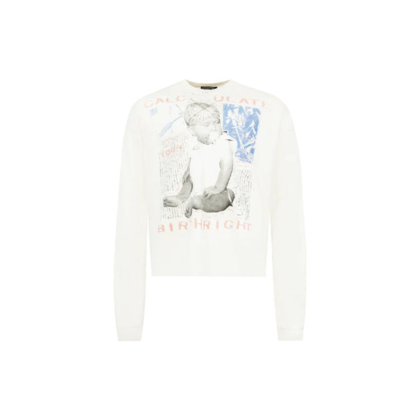 Calculate Your Birthright Long Sleeve T-shirt (Faded White)