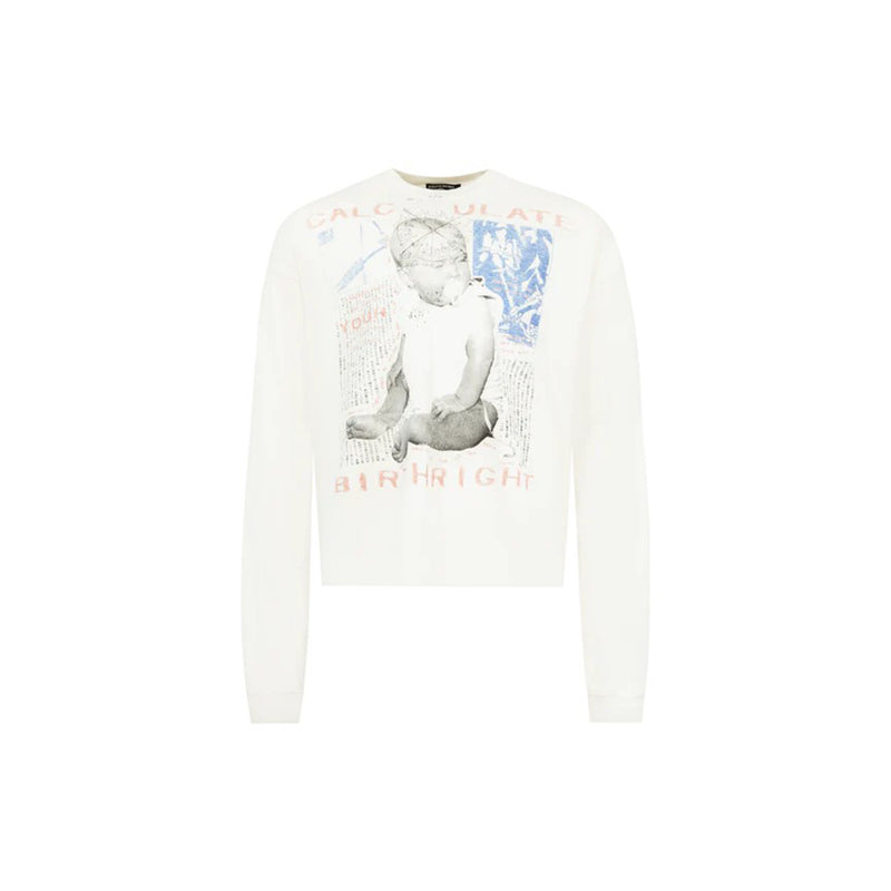 Calculate Your Birthright Long Sleeve T-shirt (Faded White)