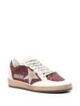 Women's Ballstar Glitter Upper Nappa Toe Sneakers (Bordeaux/White/Ice/Black)