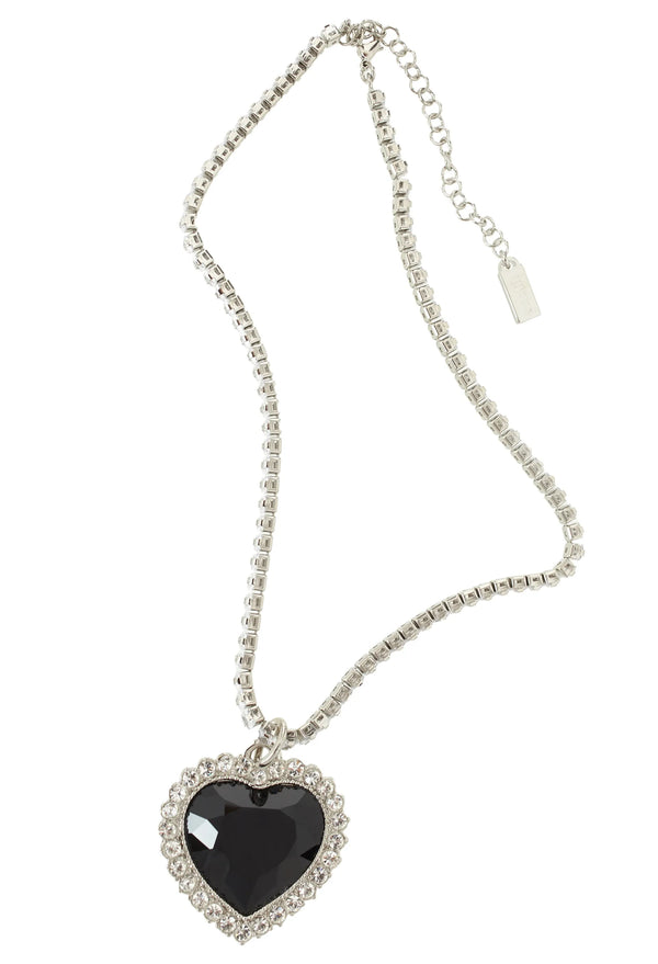Vetements Crystal Heart Necklace (Black)