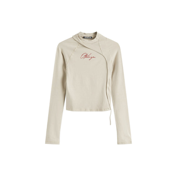 Deconstructed Fitted Long-sleeve T-shirt (Beige)