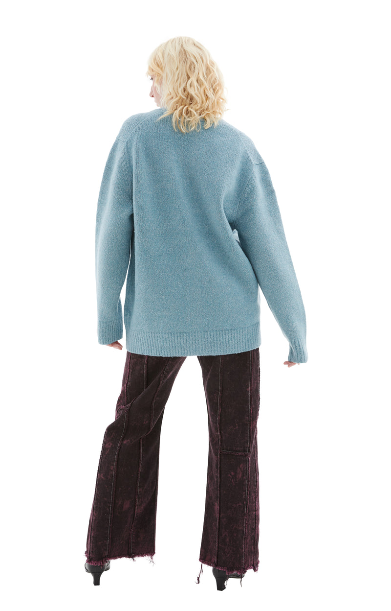 Wool Blend Cardigan (Mineral Blue)