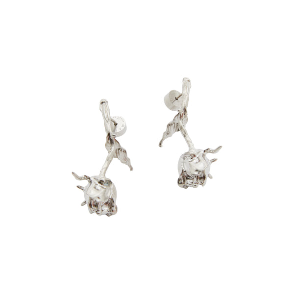 Metal Rosebund Earrings (Silver)