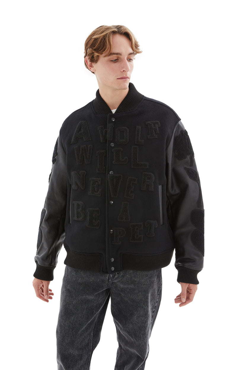 All Black Balance/Chaos Varsity Jacket (Black)