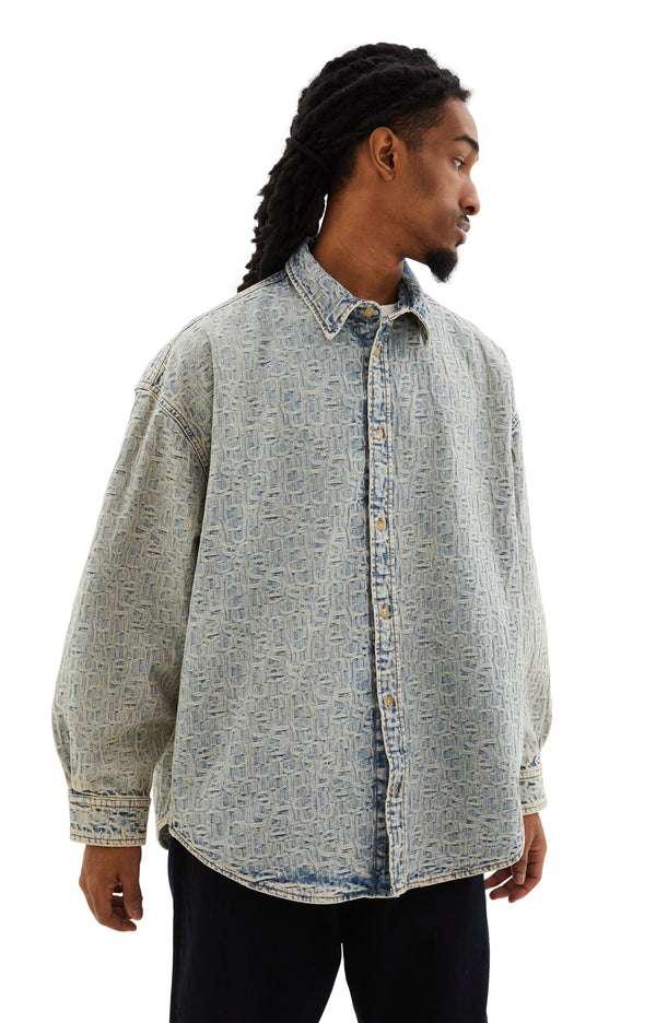 Monogram Denim Shirt (Blue/Beige)