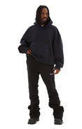 Shirred Flare Sweatpants (Black)