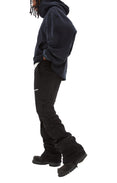 Shirred Flare Sweatpants (Black)