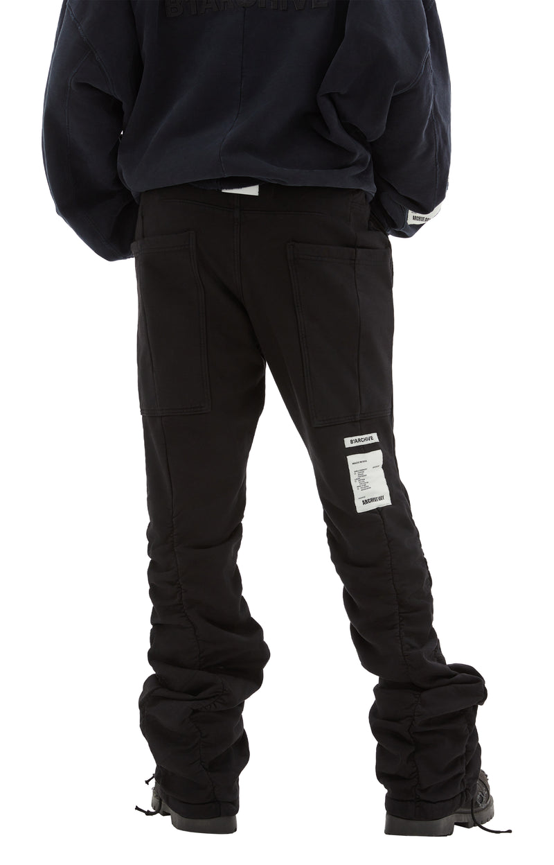 Shirred Flare Sweatpants (Black)