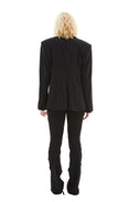 Signature Split Blazer (Black Pinstripe)