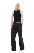 Tailored Wide Leg Cargo Pants (Black)