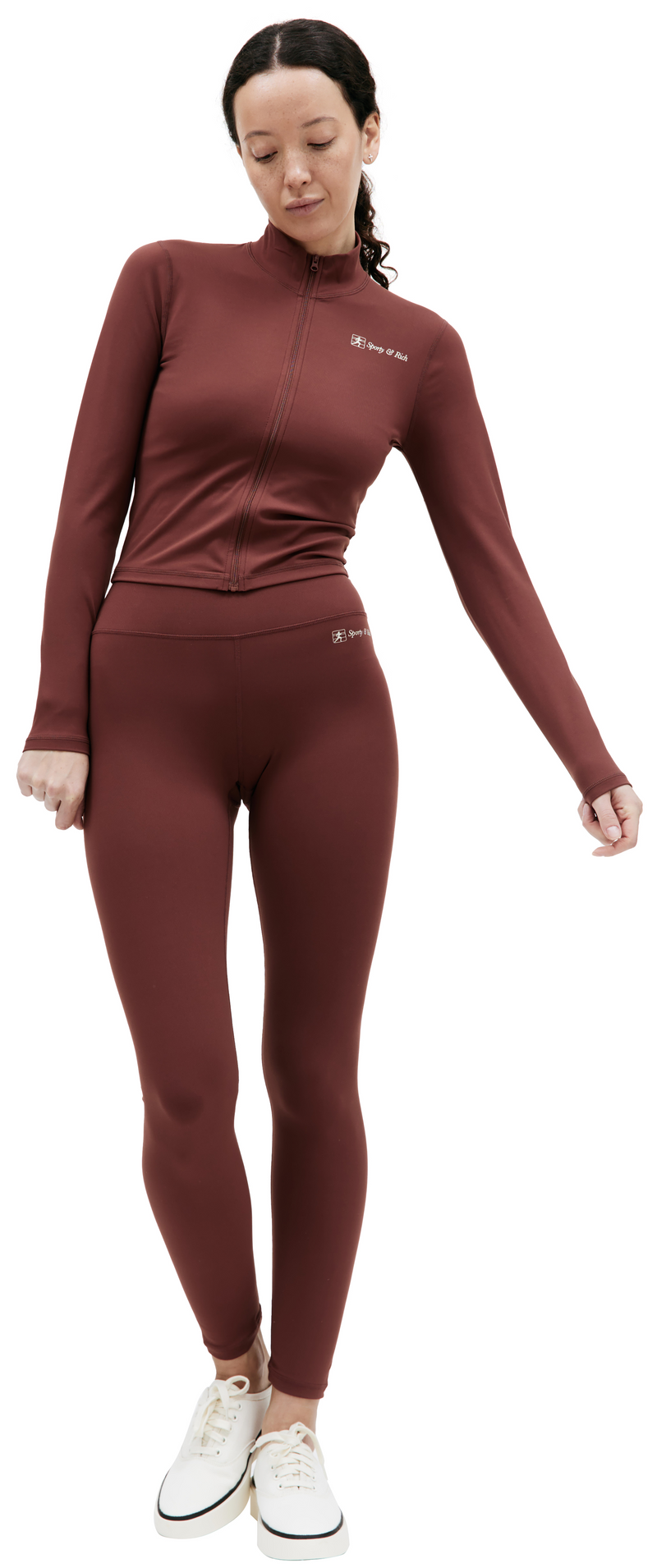 Runner Script High Waisted Legging (Maroon)