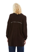 Knit Open Collar Sweater (Brown)