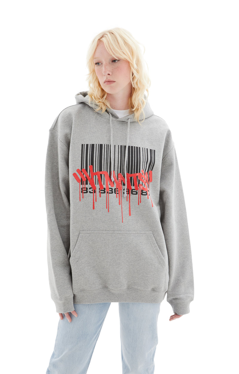 Graffiti Big Barcode Hoodie (Grey Melange)