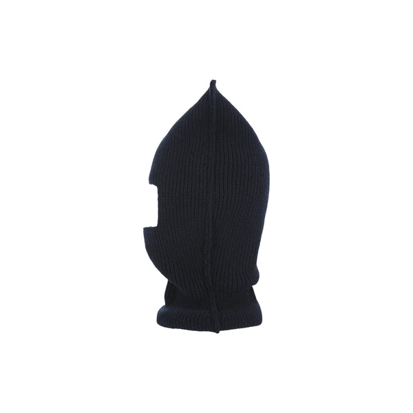 Ribbed Wool Balaclava Hat (Black)