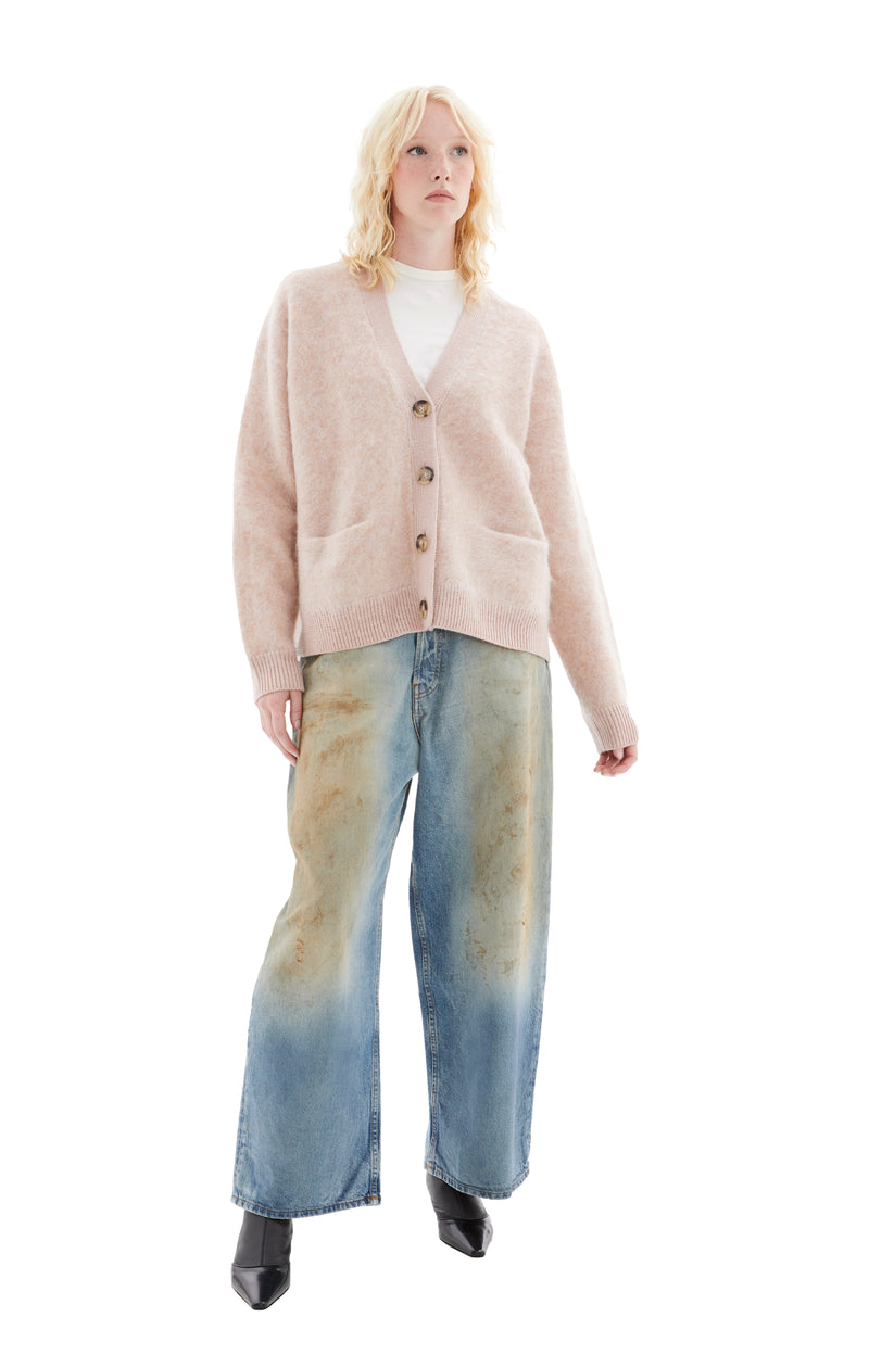 Wool Mohair Cardigan (Faded Pink)