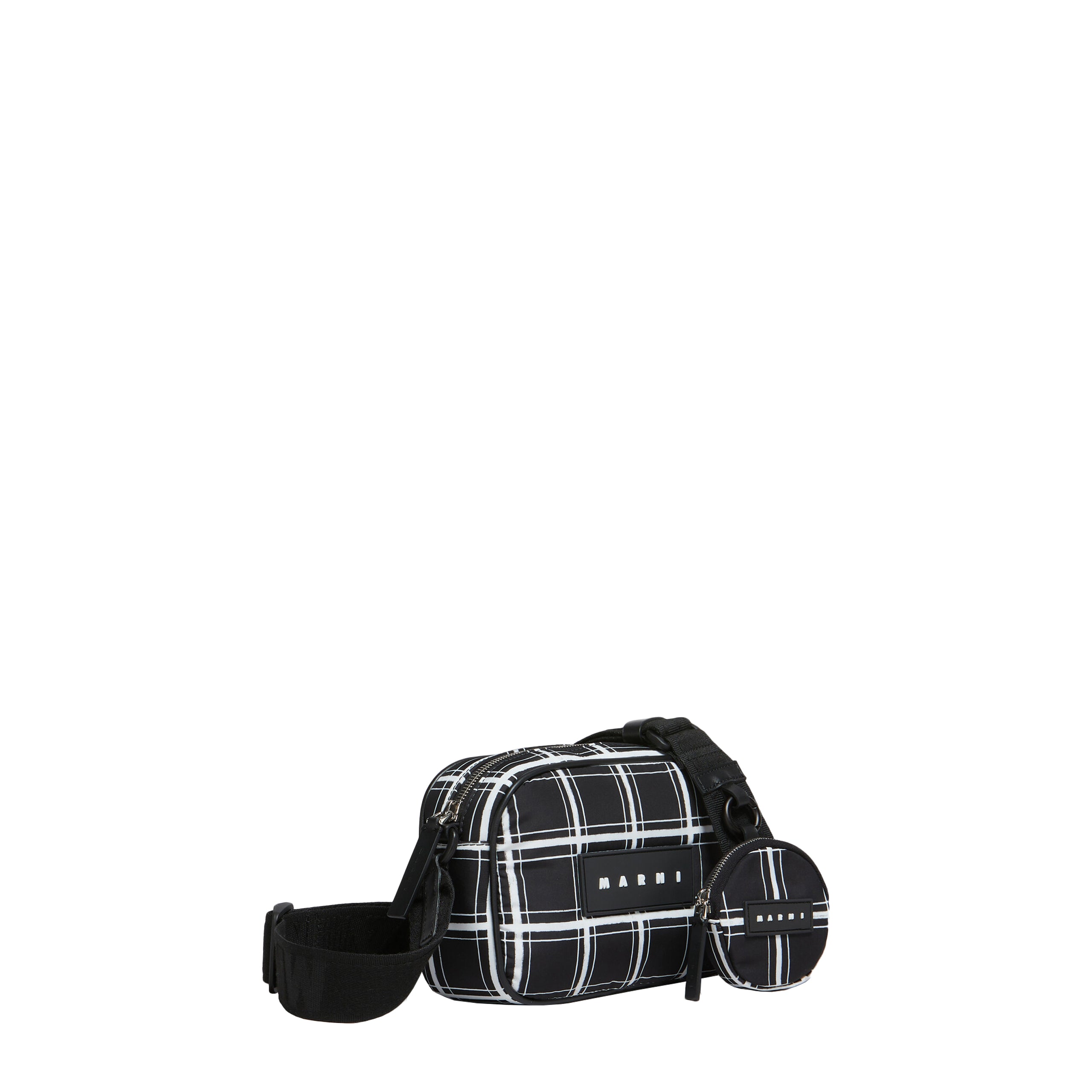 Checked Puff Camera Bag (Black/White)