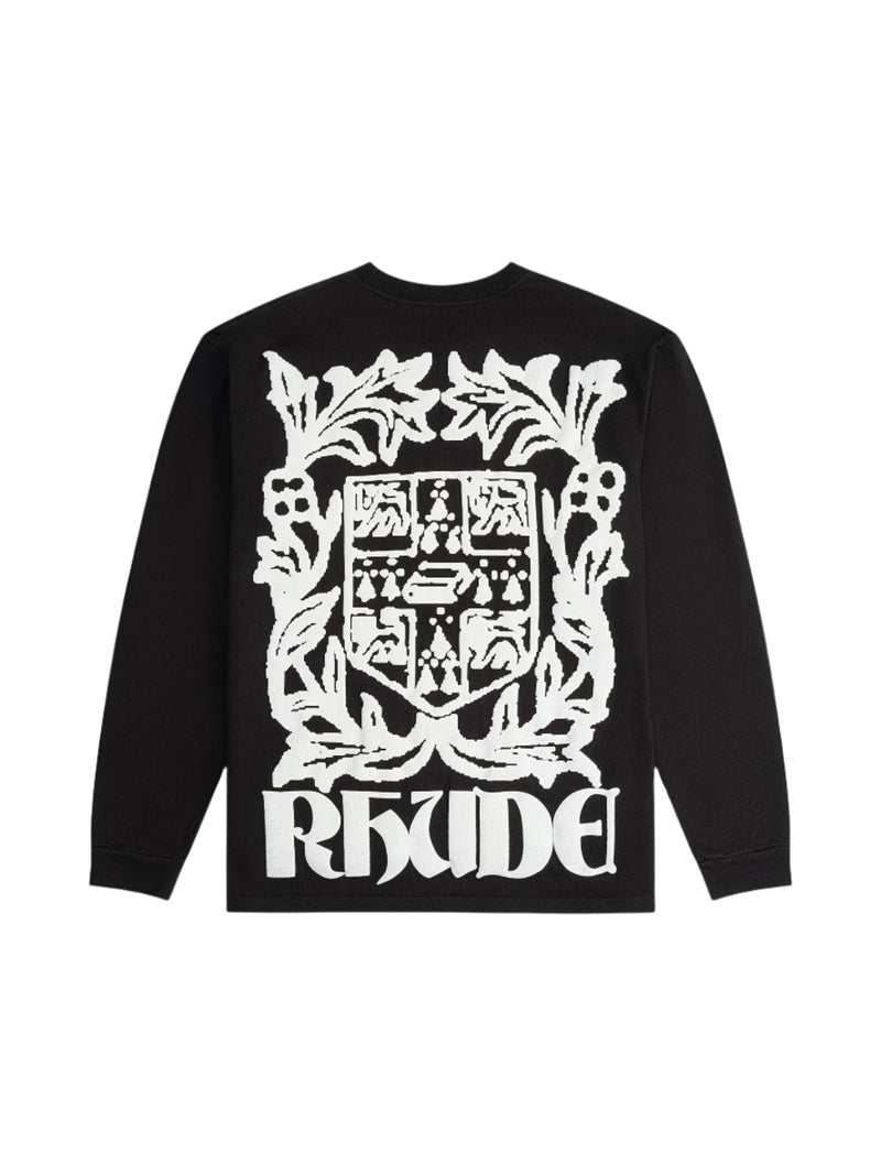 Rhude Veritas Crest Long Sleeve T-shirt (White/Black)