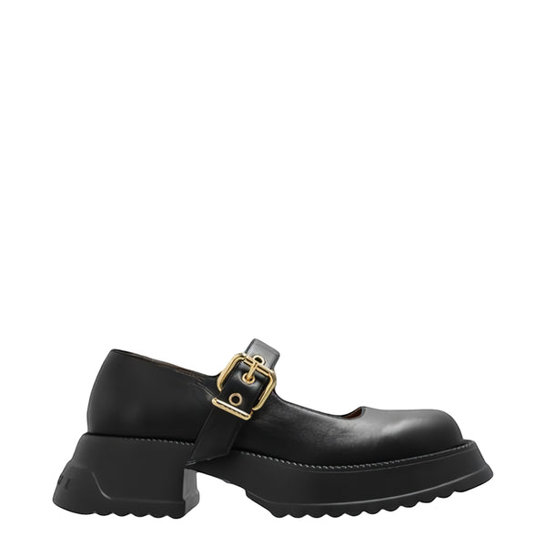 Leather Mary Jane With Platform Sole (Black)
