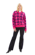 V-Neck Printed Sweater (Pink/Purple)