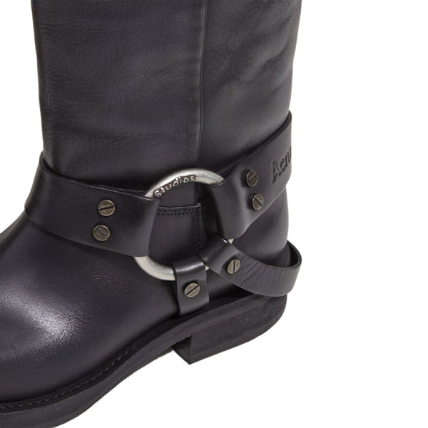 Leather Buckle Boots (Black)