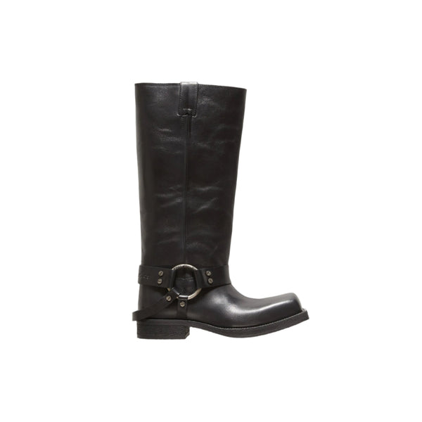 Leather Buckle Boots (Black)