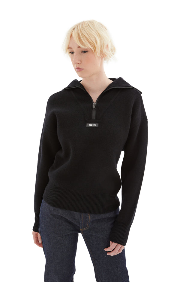 Half-Zip Boxy Sweater (Black)