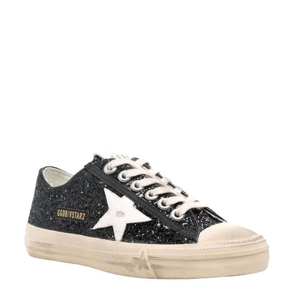 Women's V-Star 2 Rubber Toe Glitter Upper Sneakers (Black/White)