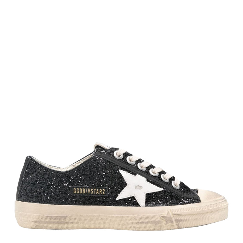 Women's V-Star 2 Rubber Toe Glitter Upper Sneakers (Black/White)