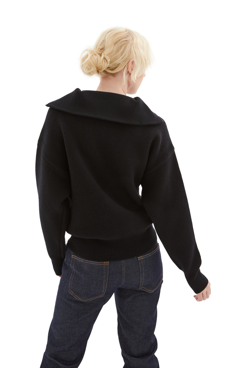 Half-Zip Boxy Sweater (Black)