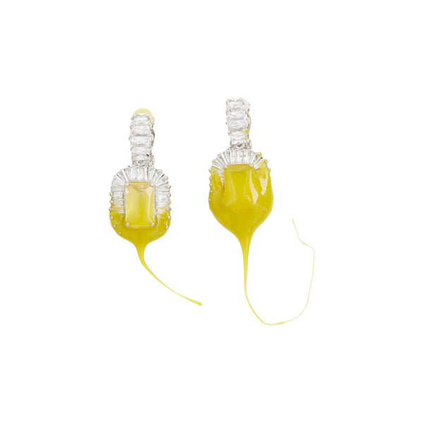 Diamond Dip Clip Earrings (Mustard)