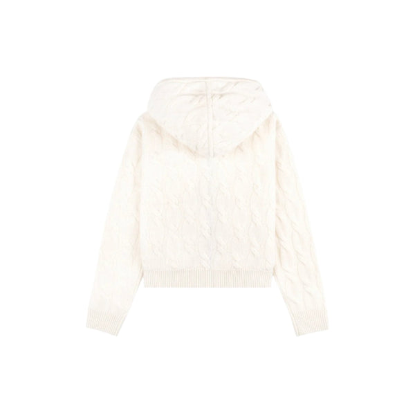 SRC Cable-knit Wool Cashmere Zip Hoodie (Cream)