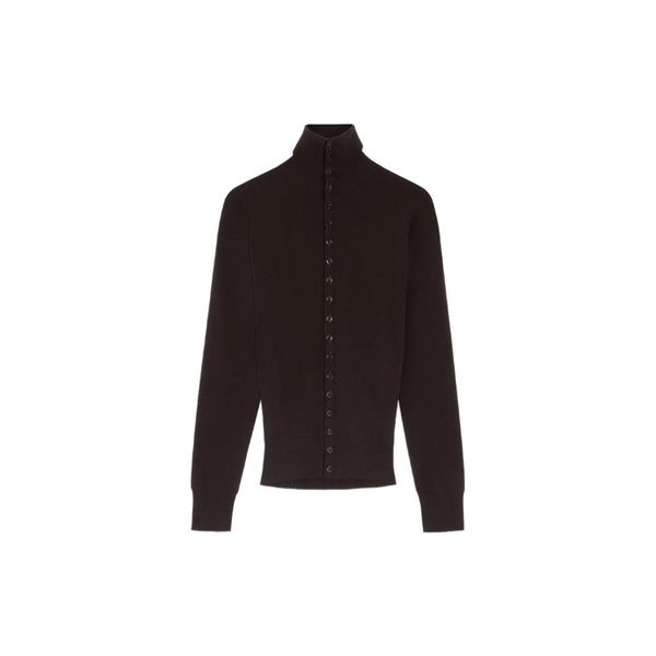 Buttoned Fitted Cardigan (Aubergine)