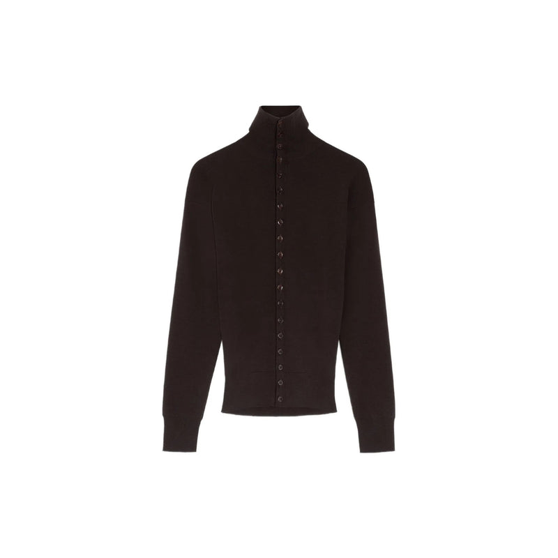 Buttoned Fitted Cardigan (Aubergine)