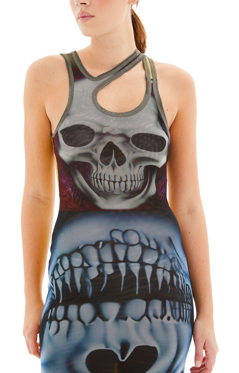 Mesh Tank Maxi Dress (Skull Print)