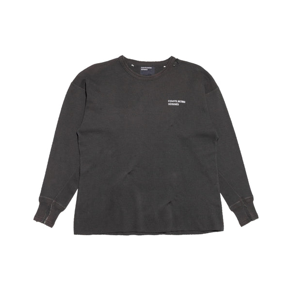 Classic Logo Distressed Thermal Long Sleeve (Charcoal)
