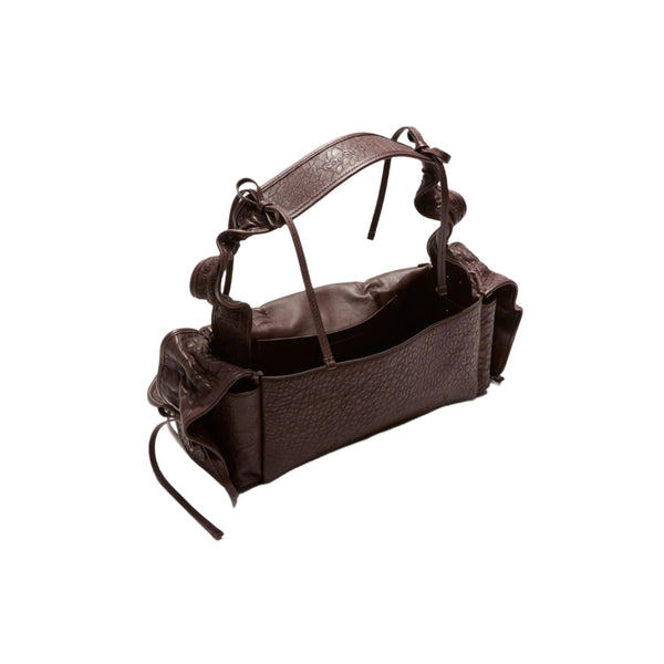 Multipocket Grained Leather Bag (Chocolate Brown)