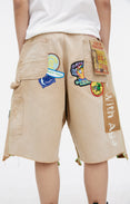 Denim Shorts With Patches (Beige)