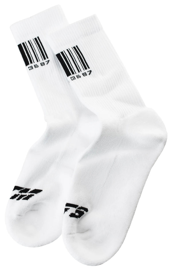 Barcode White Cotton Socks