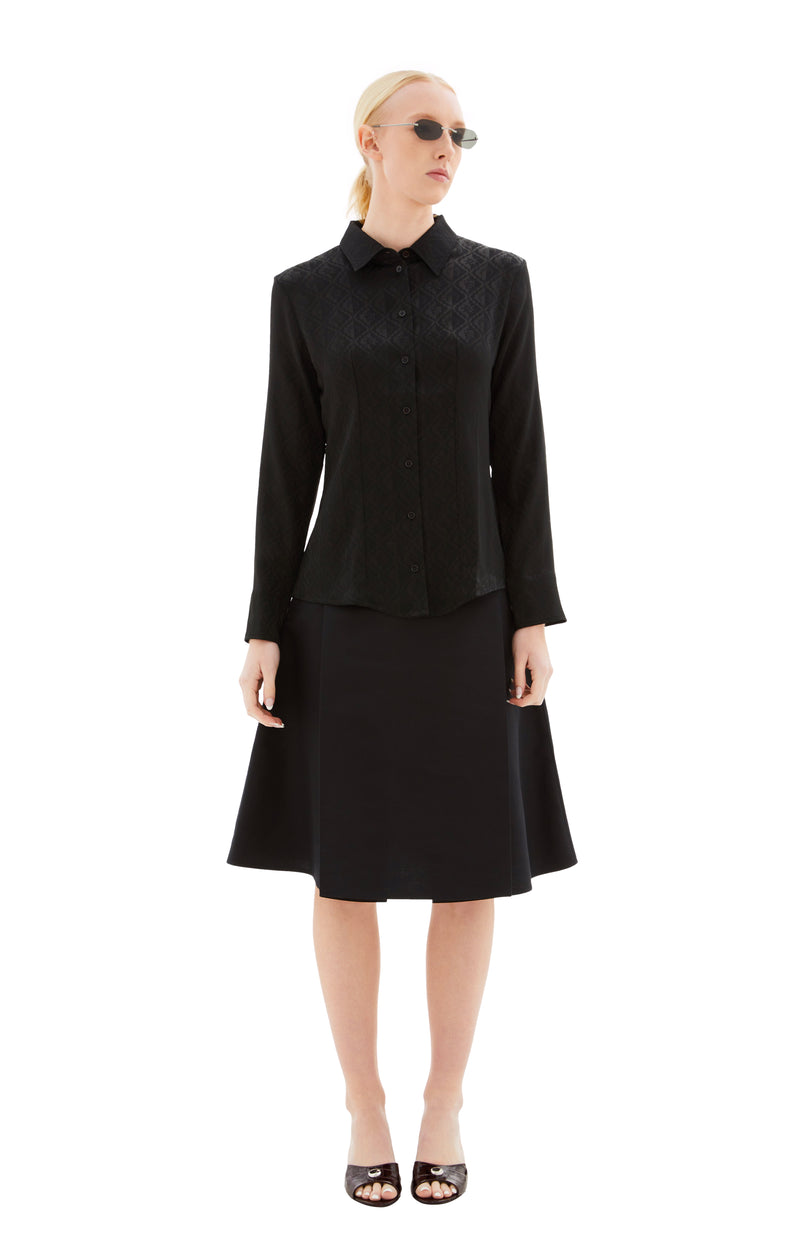 Jacquard Viscose Shirt Blouse (Black)