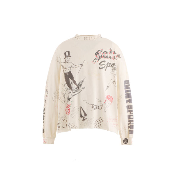 x Alexis Ross Drawing Long Sleeve Tee (White)