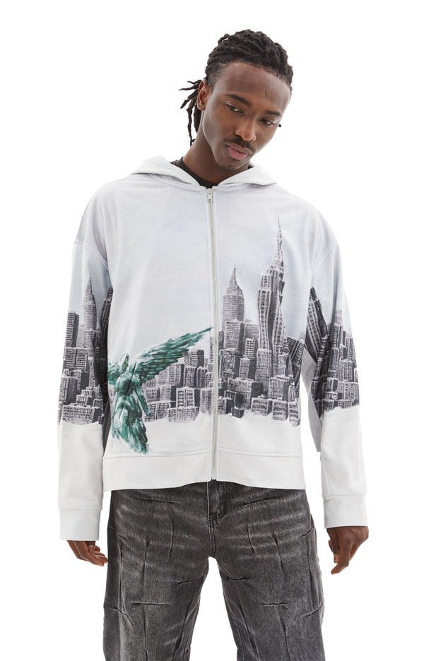Angel Over The City Zip Up (Blue)