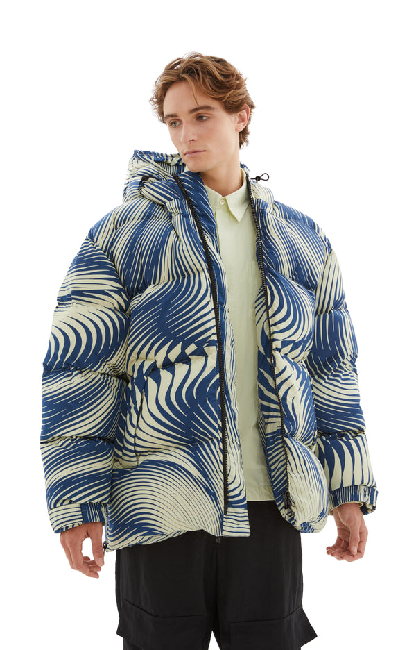 Vorley Printed Nylon Taffeta Puffer Jacket (Blue)