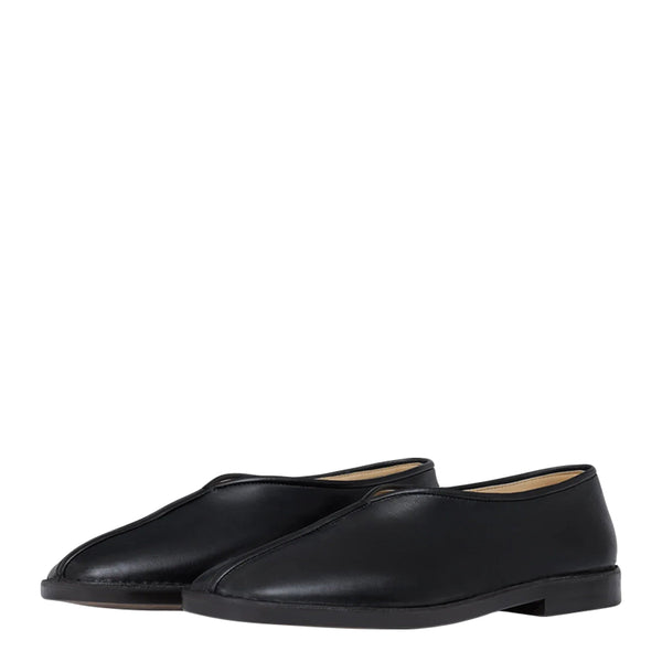 Flat Piped Slippers (Black)