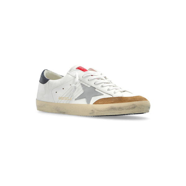 Men's Leather Super Star Sneakers (White/Beige/Silver/Blue)