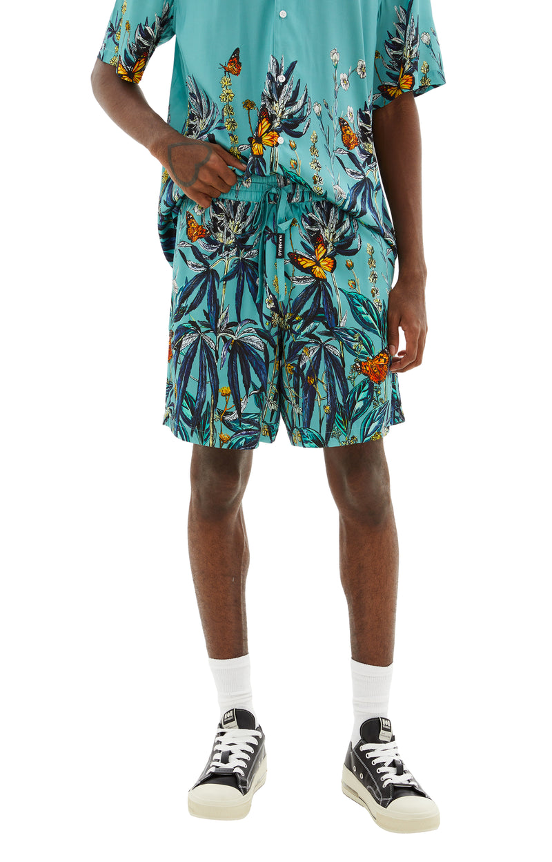 Botanical Silk Short (Jade Green/Multicolor)