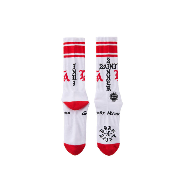 Saint Sinner Socks (White/Red)