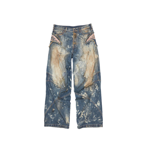 Loose Fit Denim Trousers (Mid Blue)